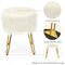 Faux Fur Vanity Chair Makeup Stool Furry Padded Seat Round Ottoman